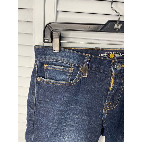 Lucky Brand Abbey Bermuda dark wash jean shorts cuffed raw hem women's 2/26 - Picture 3 of 8